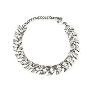 Volupte Vintage Silver Tone Art Deco Link Chain Choker Statement Necklace